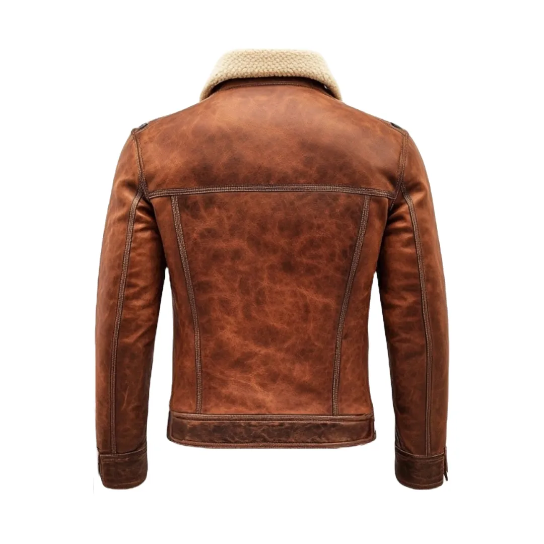 Brown Shearling Jacket - Designed with Premium Leather | El Zoro
