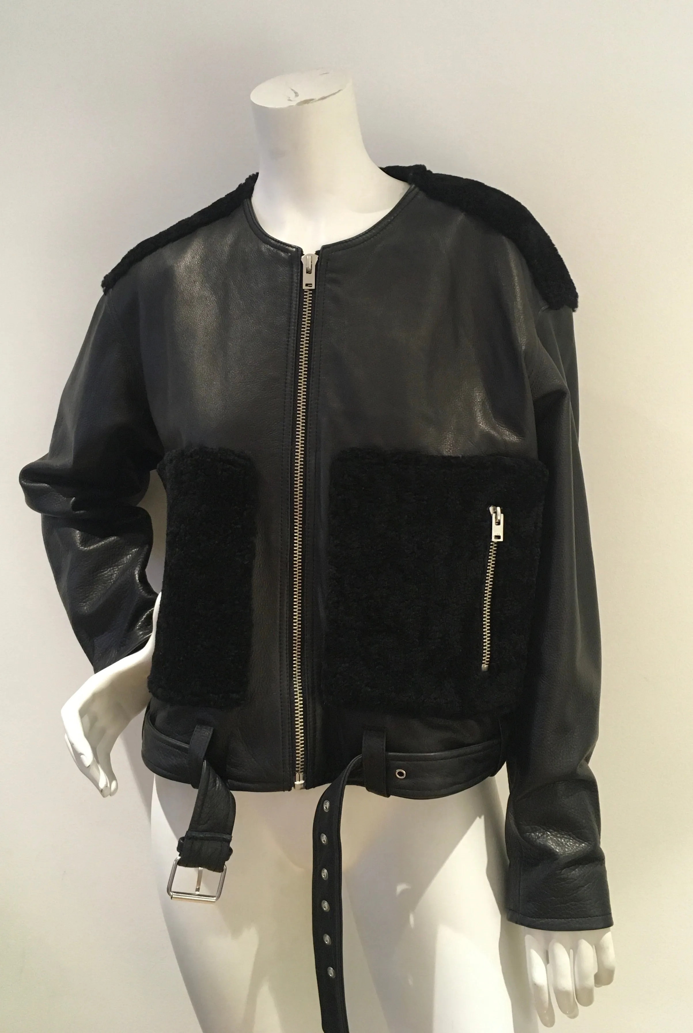 IRO Ever Shearling Leather Jacket Size F 38 UK 10 US 6 SEEN ON ALL CELEBRITIES ladies