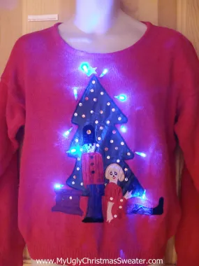Light Up Ugly Christmas Sweater 80s Nutcracker Tree